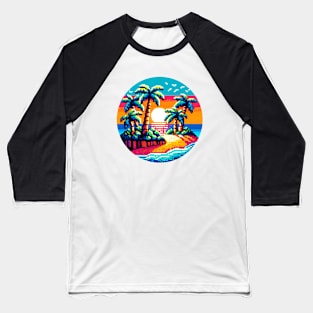 Pixel Palms: Tropical Serenity Baseball T-Shirt